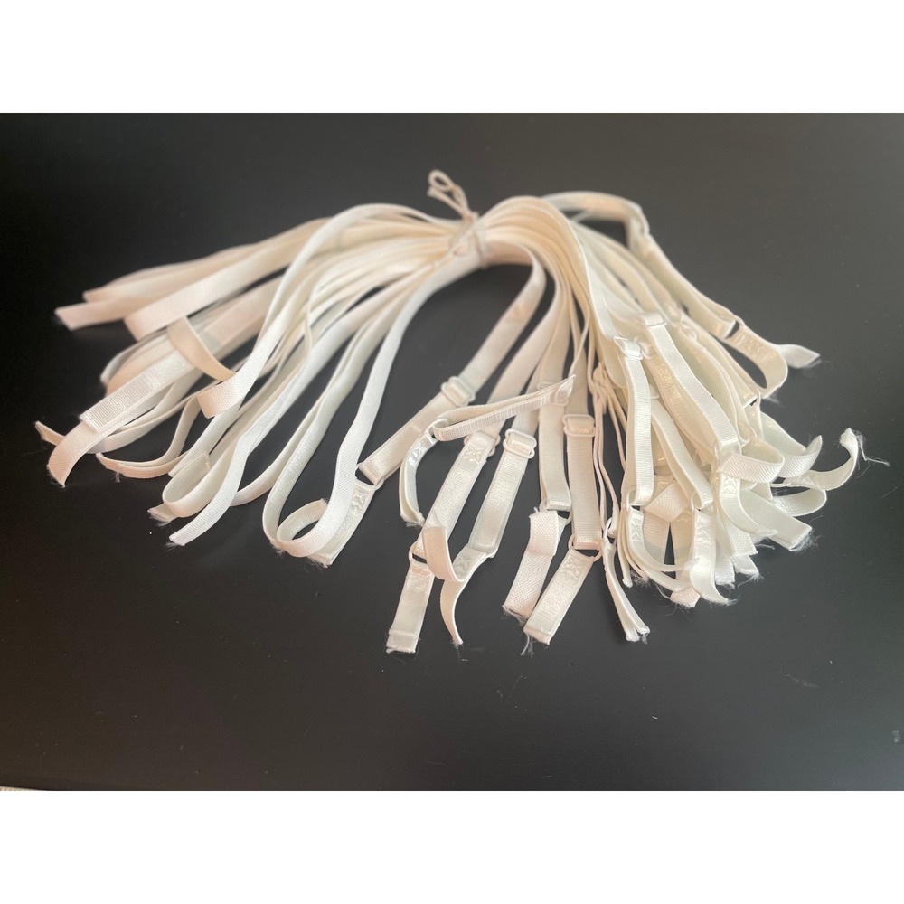 00651 11 Pair White Satin Adj Bra 3/8" Strap Replacement Adjustable Qty 22 total